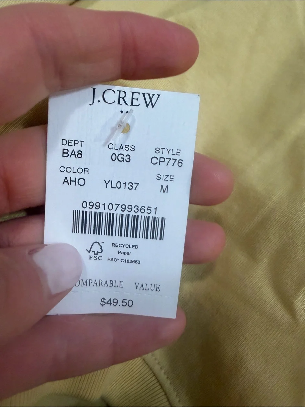 J crew essential tee yellow